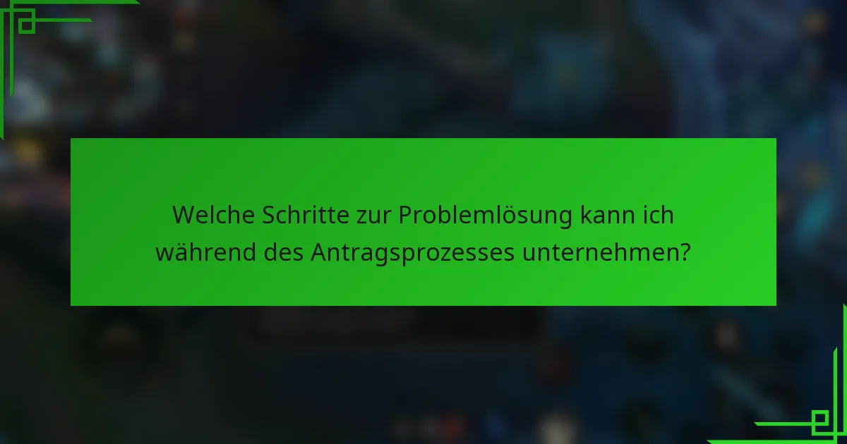 Welche Schritte zur Problemlösung kann ich während des Antragsprozesses unternehmen?